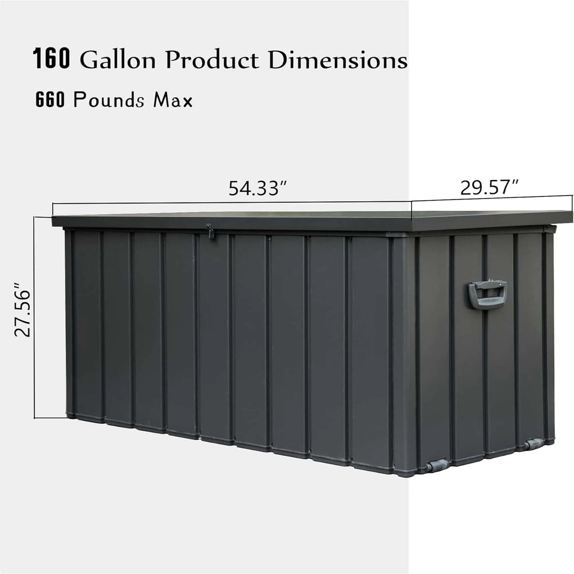 160 Gallon Outdoor Storage Deck Box, Large Patio Storage Bin Lockable (Dark Gray)