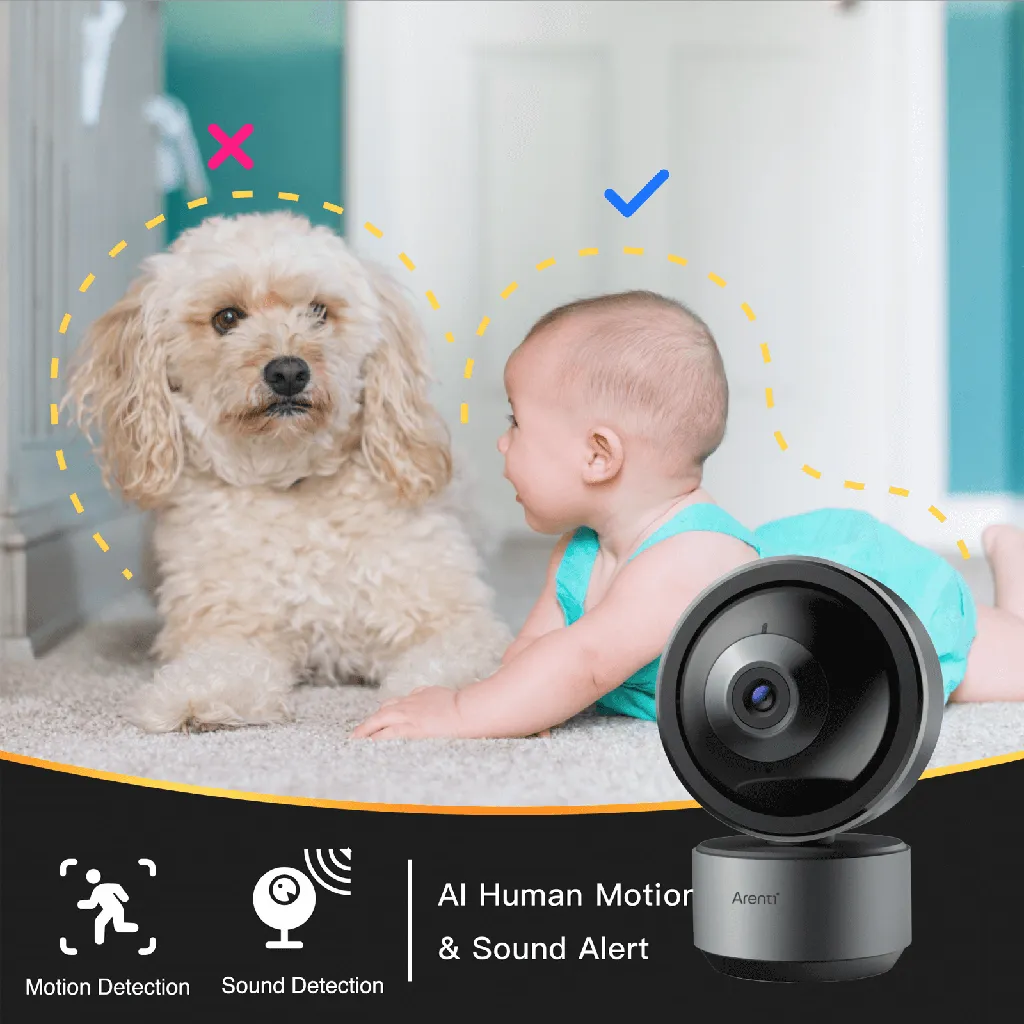 2K Ultra HD Indoor Pan & Tilt Security Camera with Night Vision - Arenti