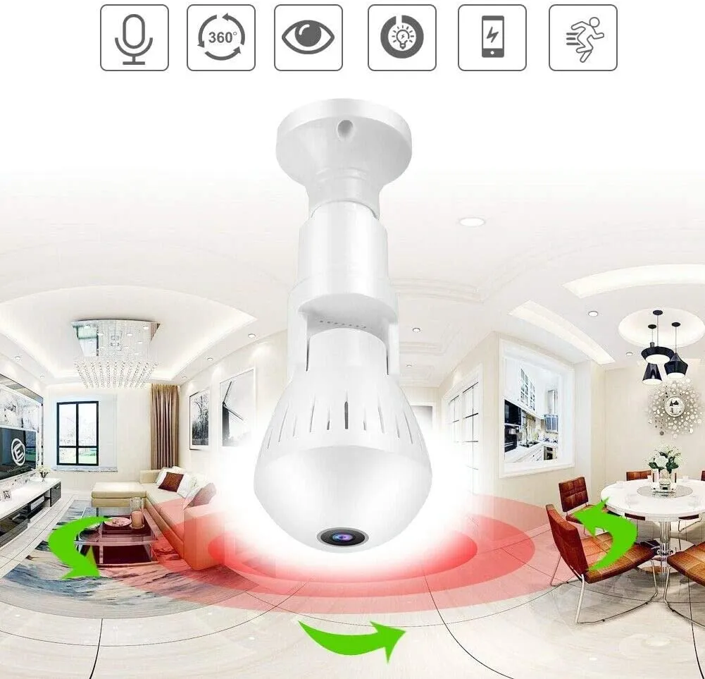 360° WI-FI LIGHT BULB CAMERA (with 180º adjustable bracket)