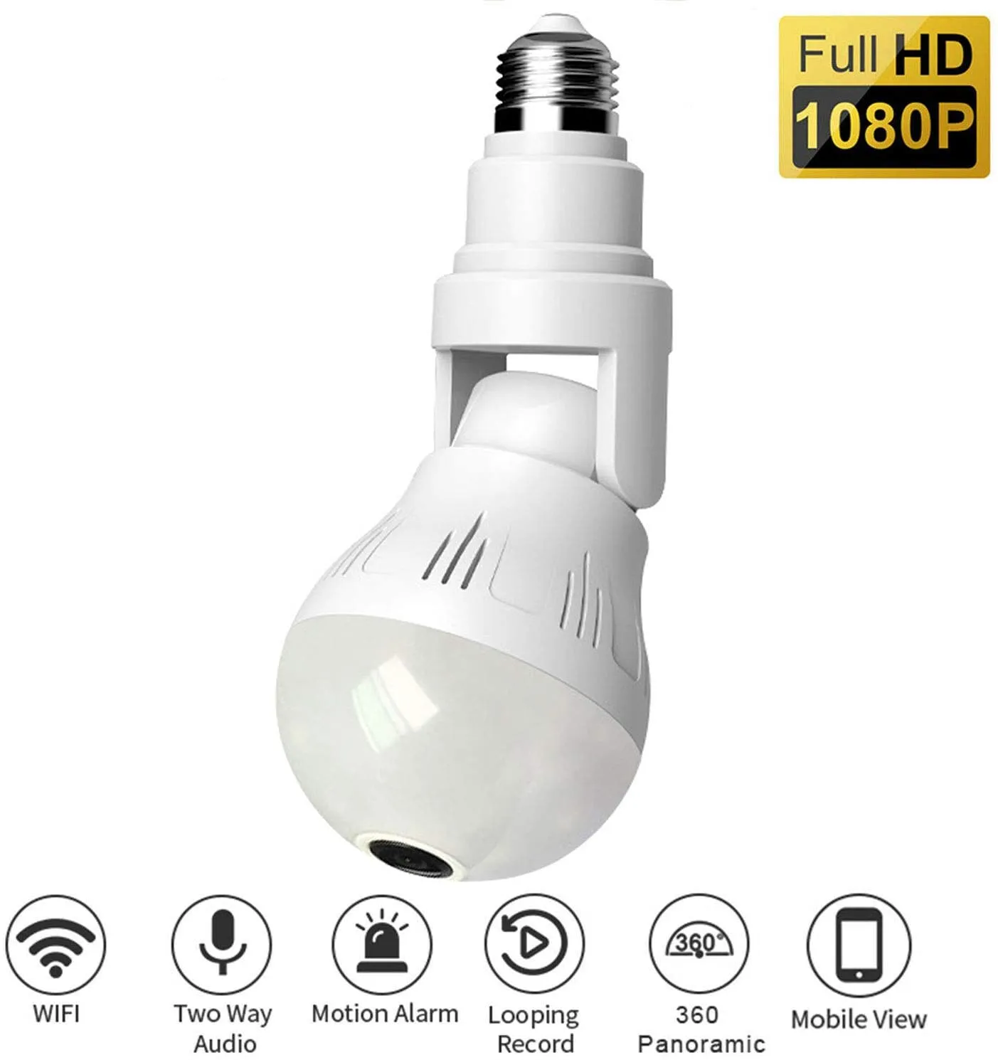 360° WI-FI LIGHT BULB CAMERA (with 180º adjustable bracket)