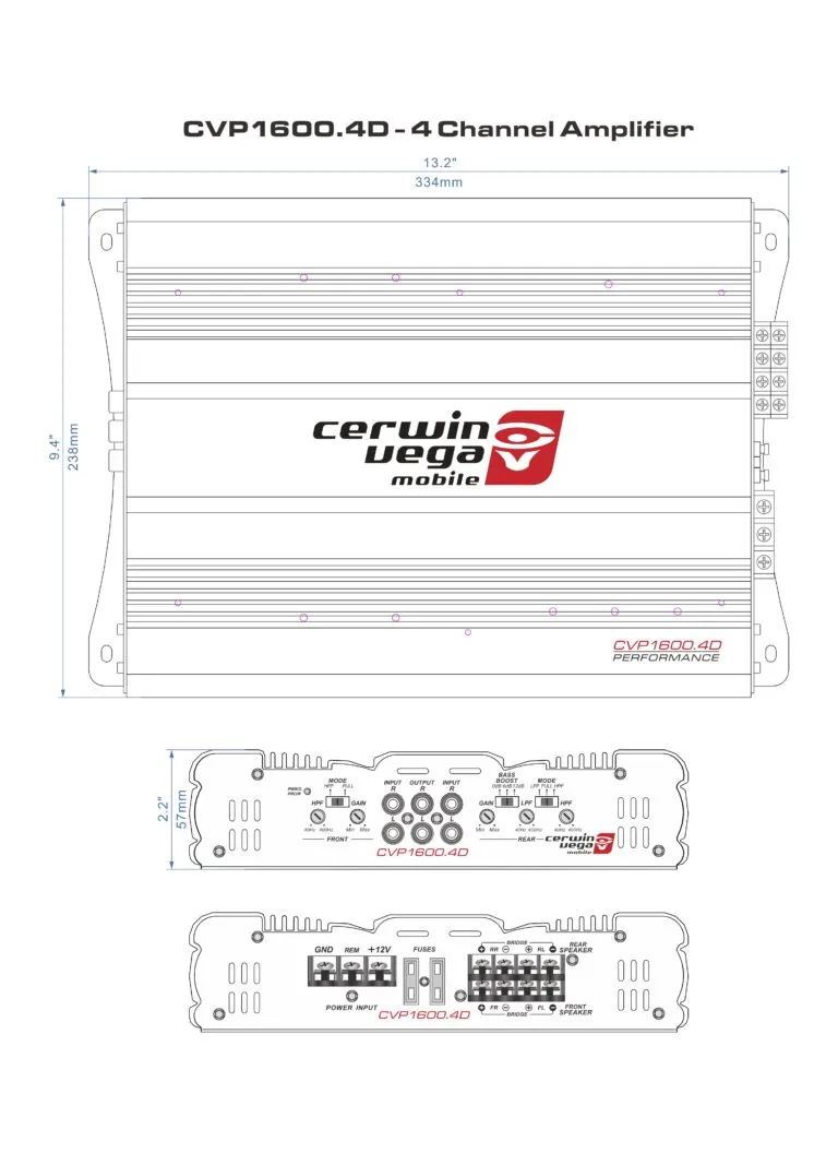 4-Channel Bridgeable Class AB Amplifier - CVP1600.4D