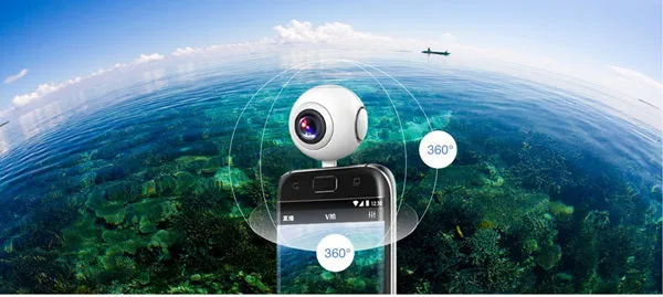 720 360 Degree Panoramic Camera VR Camera HD Video Dual Wide Angle Lens Real Time Seamless Stitching for Android Smartphone