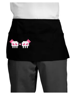 8-Bit Skull Love - Girl and Girl Dark Adult Mini Waist Apron, Server Apron