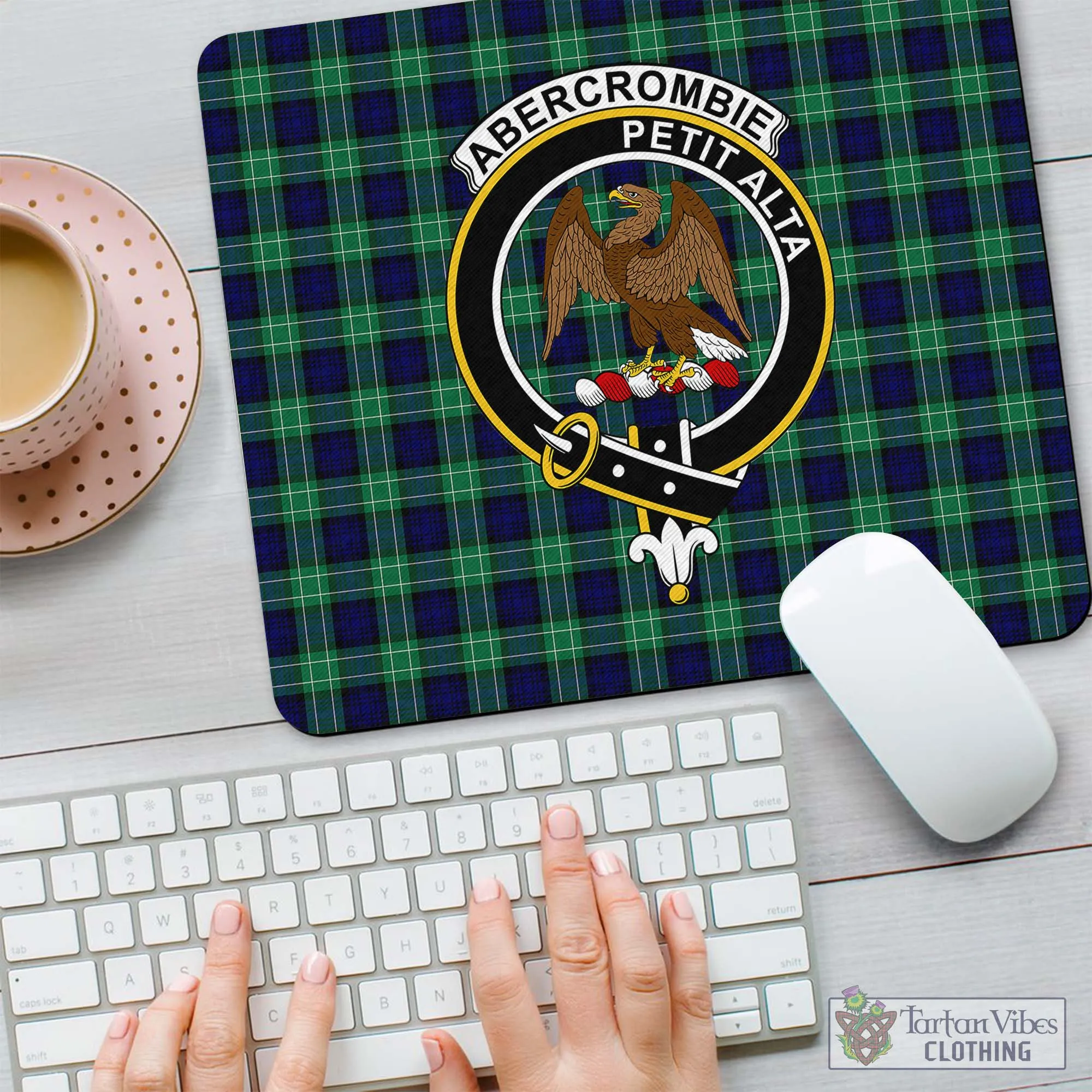 Abercrombie Tartan Mouse Pad with Family Crest