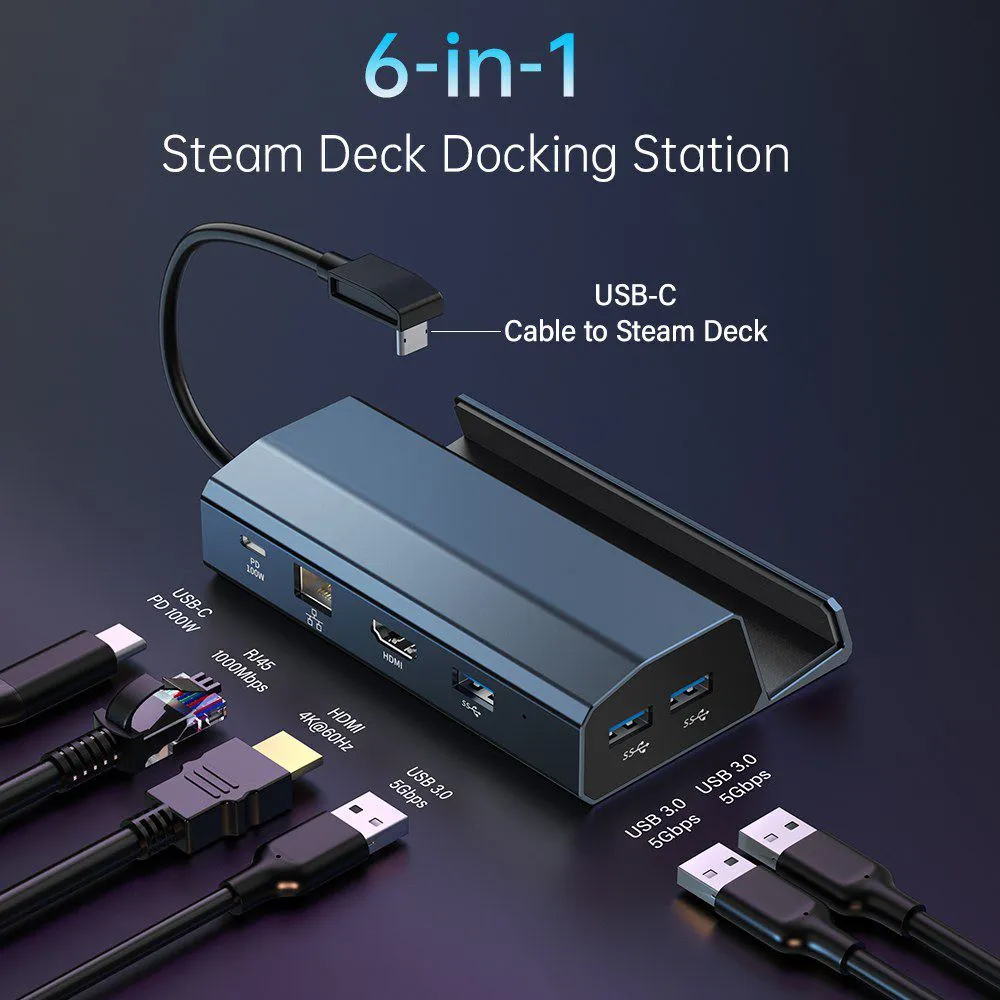 Acasis 6-in-1 Multi-port USB C 4K 60Hz Steam Deck Dock