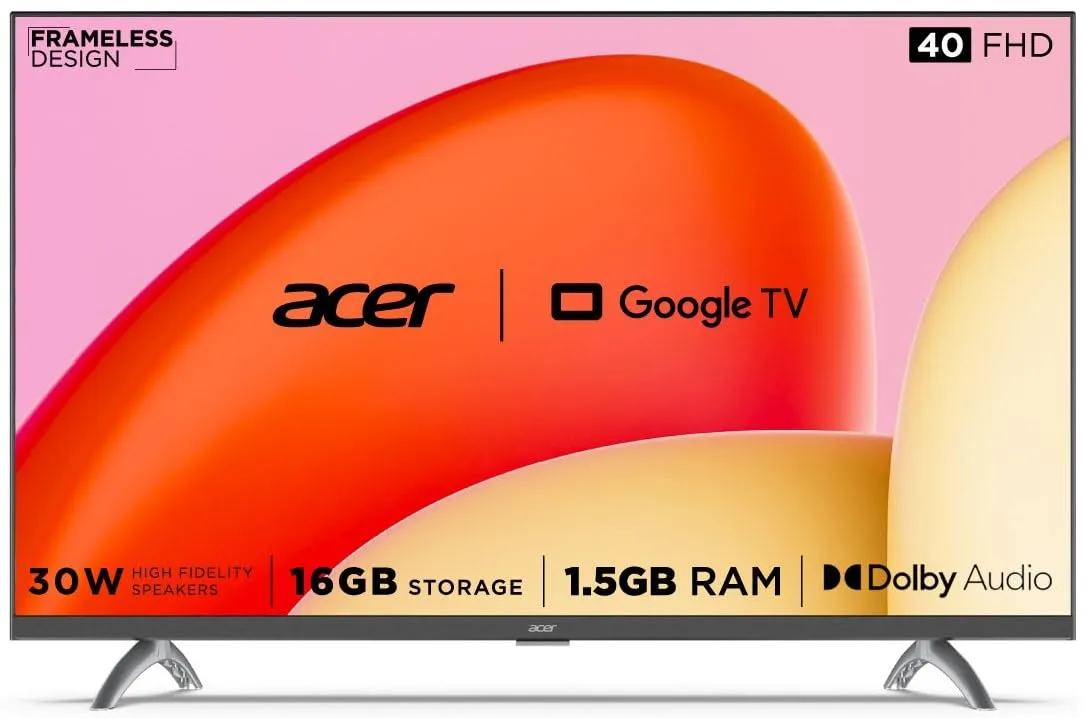 Acer 100 cm (40 inches) Advanced I Series Full HD Smart LED Google TV AR40GR2841FDFL (Black)