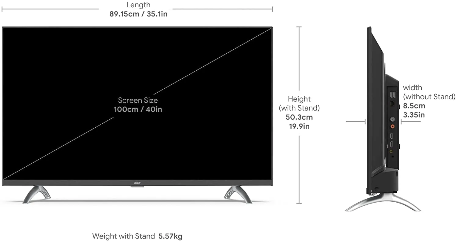 Acer 100 cm (40 inches) Advanced I Series Full HD Smart LED Google TV AR40GR2841FDFL (Black)