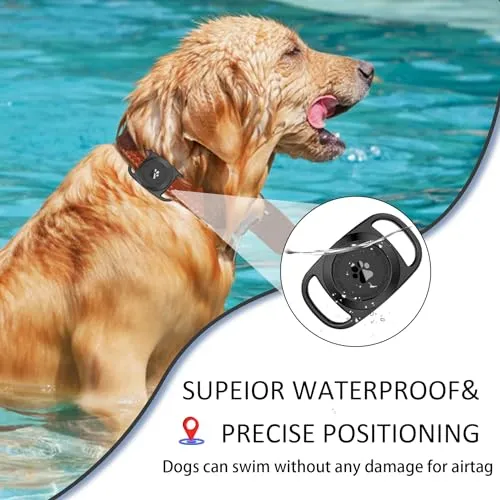 Airtag Dog Collar Holder, [1 Pack] Waterproof Protective Case for Apple AirTag, Durable & Lightweight with Full-Body Protection, Soft Silicone, Black