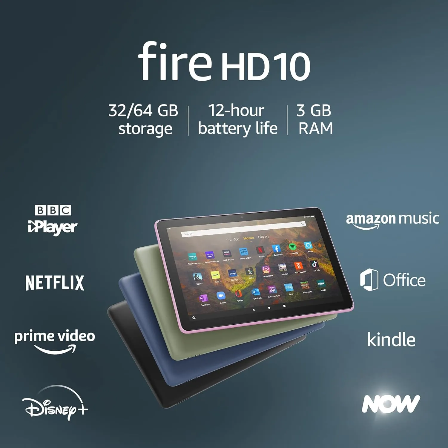 Amazon Fire HD 10 (2021) 10" Tablet, 32GB, Wi-Fi, Black (With Ads)