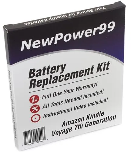 Amazon Kindle Voyage 7th Generation Battery Replacement Kit with Tools, Video Instructions and Extended Life Battery and Full One Year Warranty