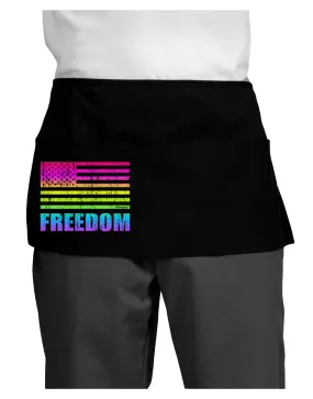 American Pride - Rainbow Flag - Freedom Dark Adult Mini Waist Apron, Server Apron