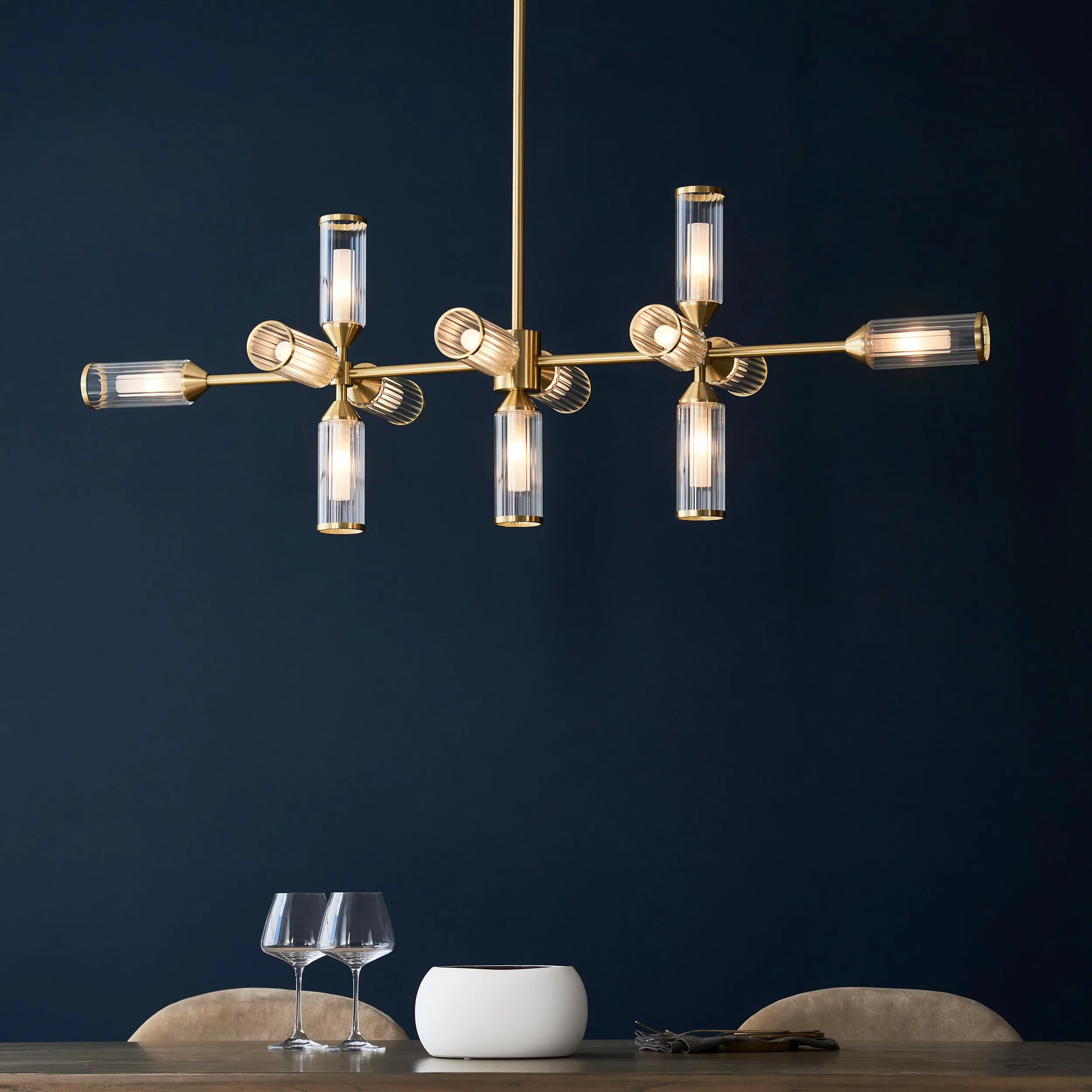 Amos Duchy 13 Light Chandelier Pendant Bar Satin Brass