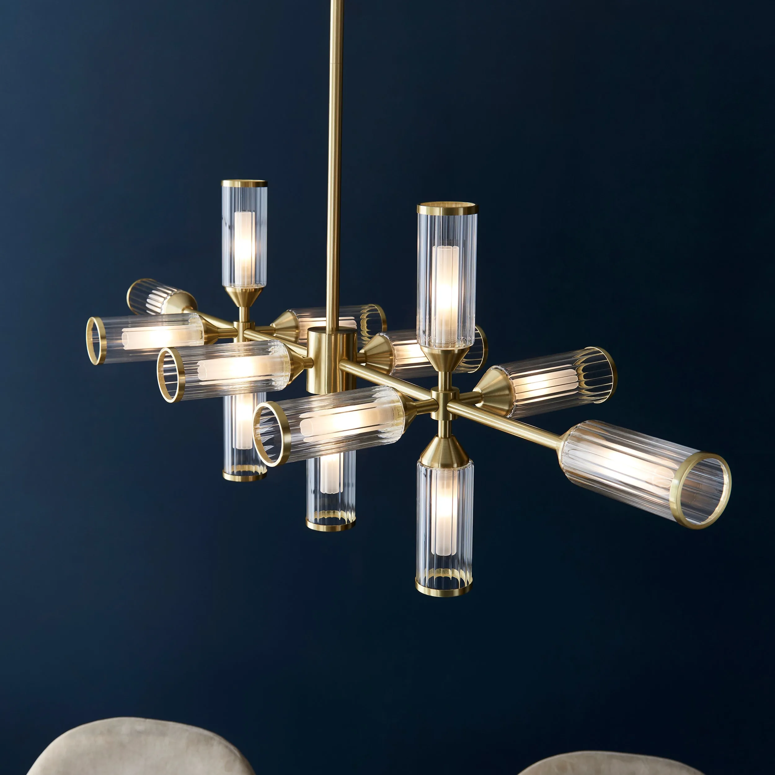 Amos Duchy 13 Light Chandelier Pendant Bar Satin Brass