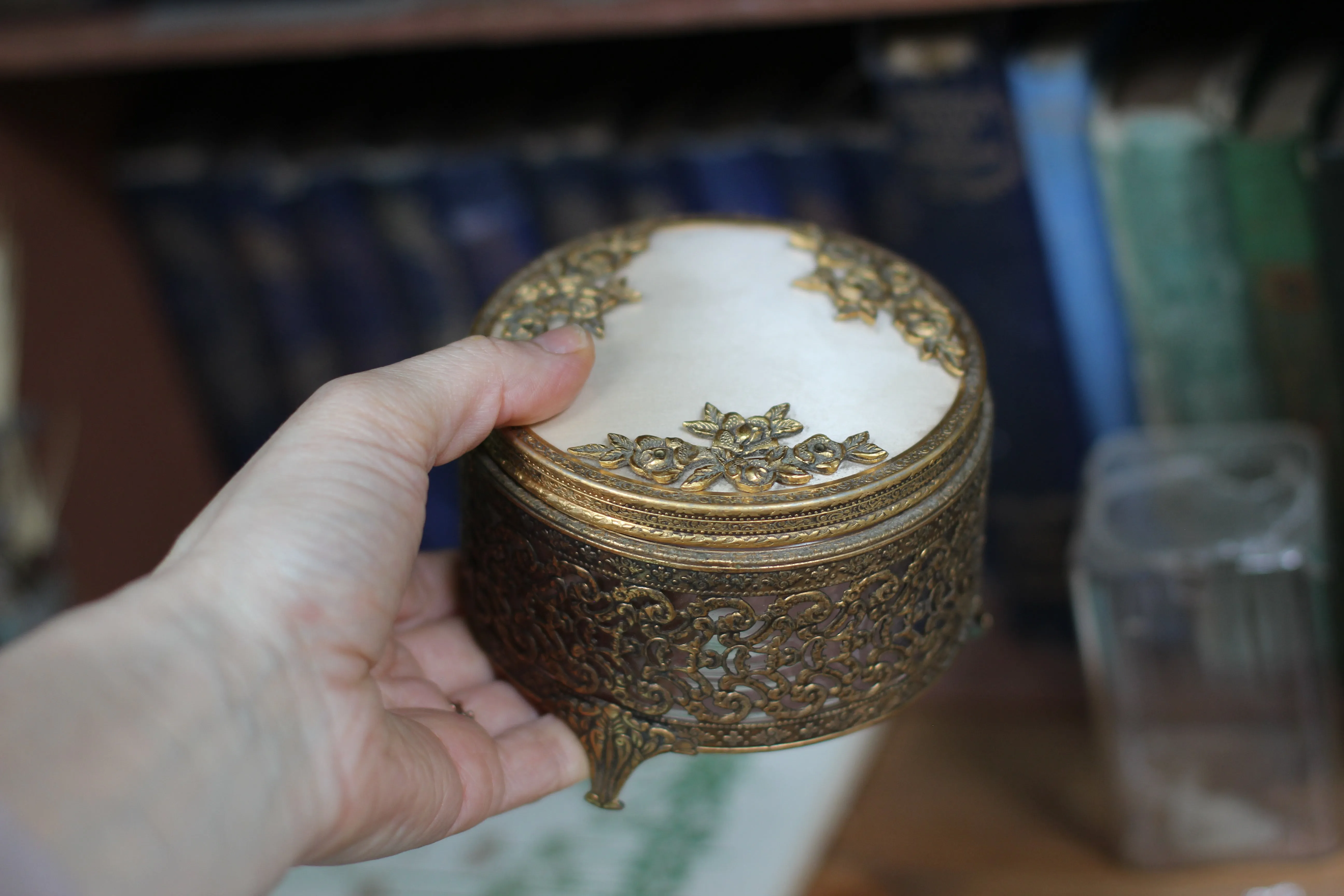 Antique Floral Filigree Bronze Jar