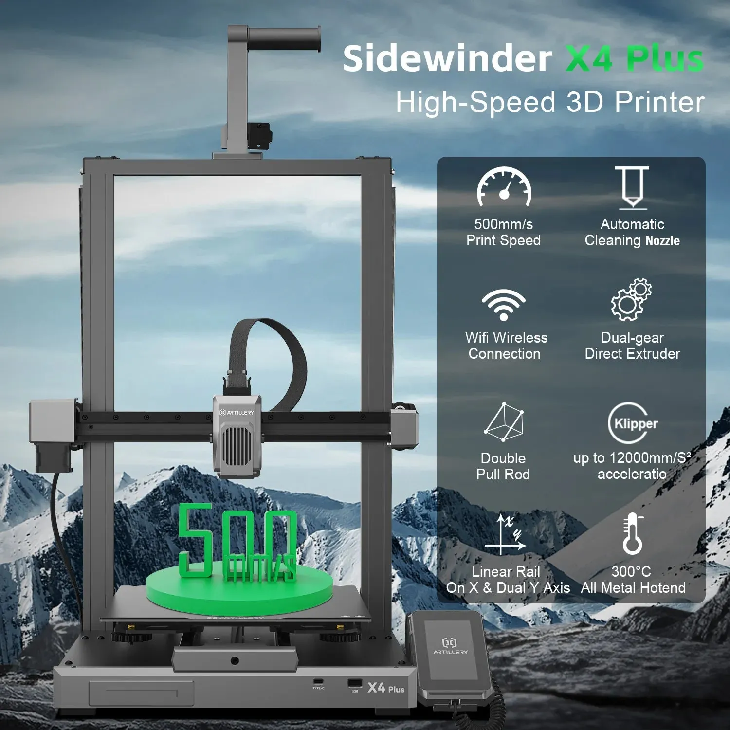 Artillery Sidewinder X4 Plus 3D Printer: Big large prints at up to 500 mm/s