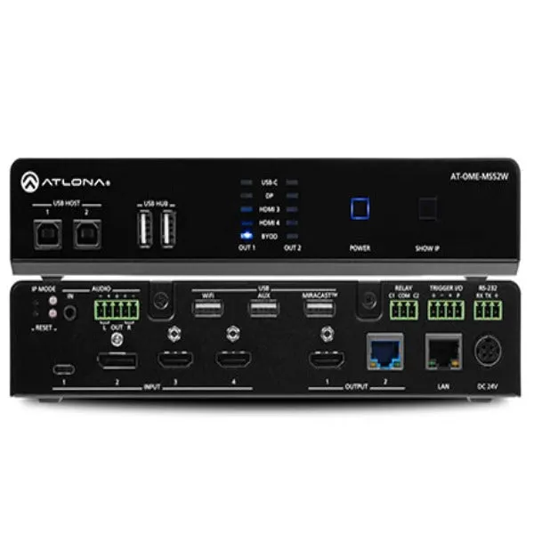 ATLONA AT-OME-MS52W Omega Series Multi-Format 5 x 2 Matrix Switcher - Black