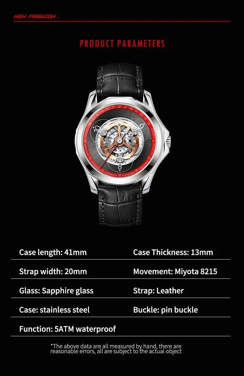 Automatic Hollow Mechanical Watch - 5 ATM Waterproof