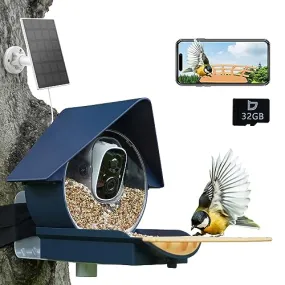 Birdkiss Smart Bird Feeder Camera: AI Identify WiFi Camera with Solar Pannel - Auto Capture Bird Videos & Instant Notifications, Ideal Gift for The Bird Lover