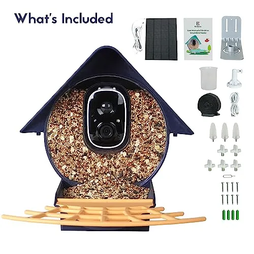 Birdkiss Smart Bird Feeder Camera: AI Identify WiFi Camera with Solar Pannel - Auto Capture Bird Videos & Instant Notifications, Ideal Gift for The Bird Lover