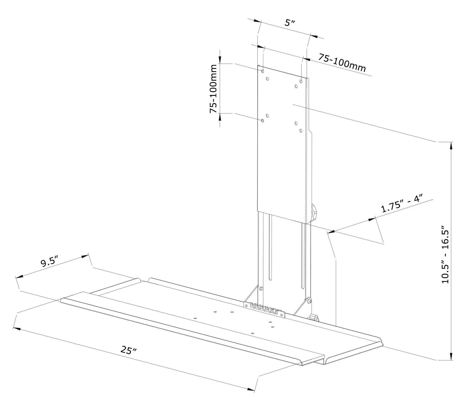 Black VESA Keyboard Tray