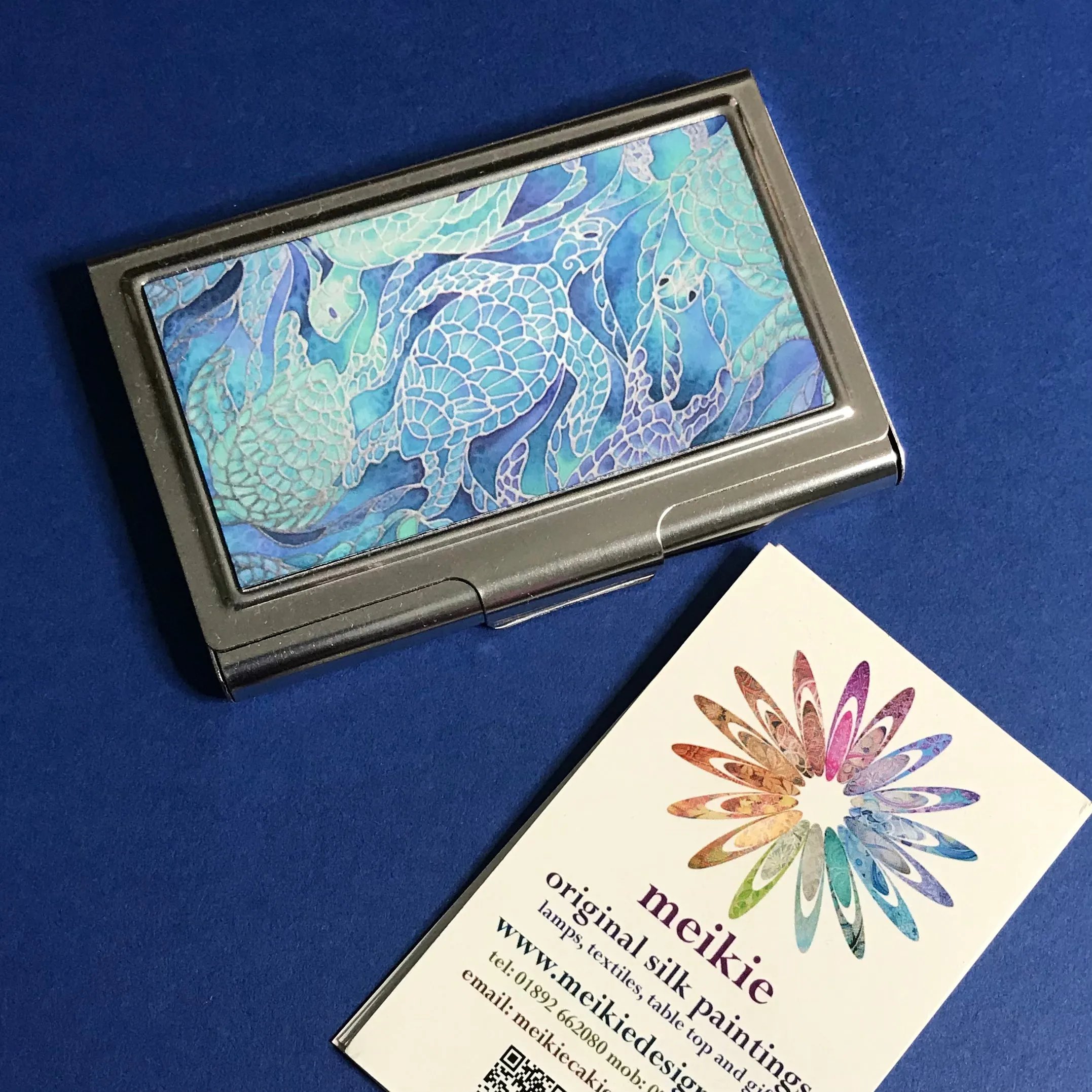 Blue Aqua Turtles business card holder for Sealife lovers.