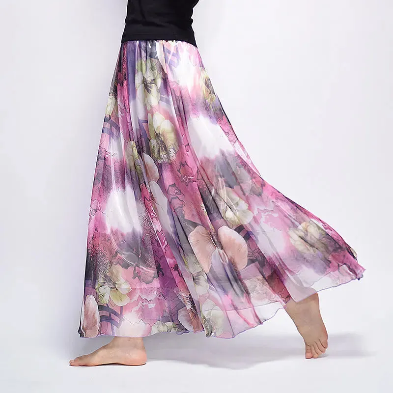 Bohemian Long Skirts Women Elegant Chiffon Saia Harajuku Beach High Waist Long Skirt Woman Clothes Faldas Tutu Vestidos