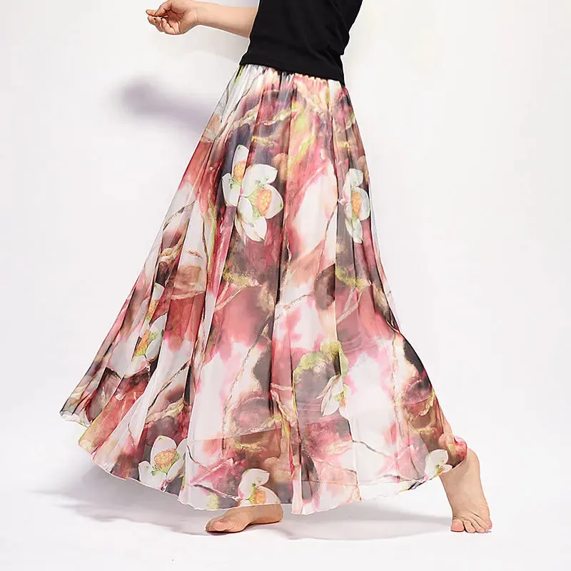 Bohemian Long Skirts Women Elegant Chiffon Saia Harajuku Beach High Waist Long Skirt Woman Clothes Faldas Tutu Vestidos