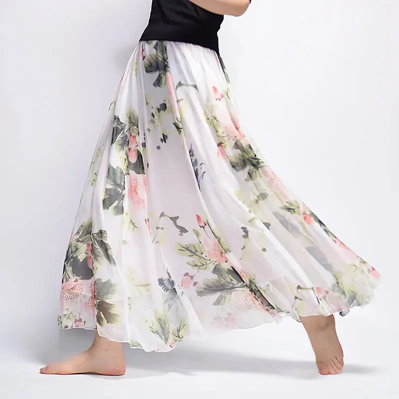 Bohemian Long Skirts Women Elegant Chiffon Saia Harajuku Beach High Waist Long Skirt Woman Clothes Faldas Tutu Vestidos