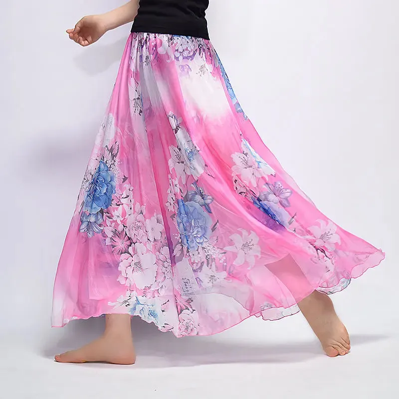 Bohemian Long Skirts Women Elegant Chiffon Saia Harajuku Beach High Waist Long Skirt Woman Clothes Faldas Tutu Vestidos