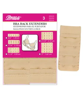 Braza 2 Hook Bra Extenders - Wide - 3 PC - Beige - 50221