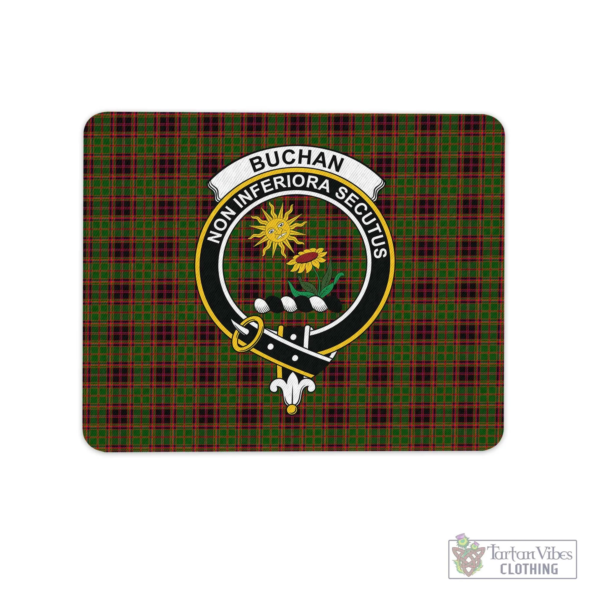 Buchan Tartan Mouse Pad with Family Crest