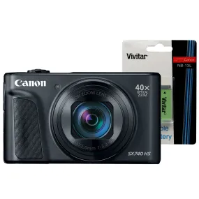 Canon PowerShot SX740 Bluetooth Wi-fi Digital Camera Black with Replacement Battery