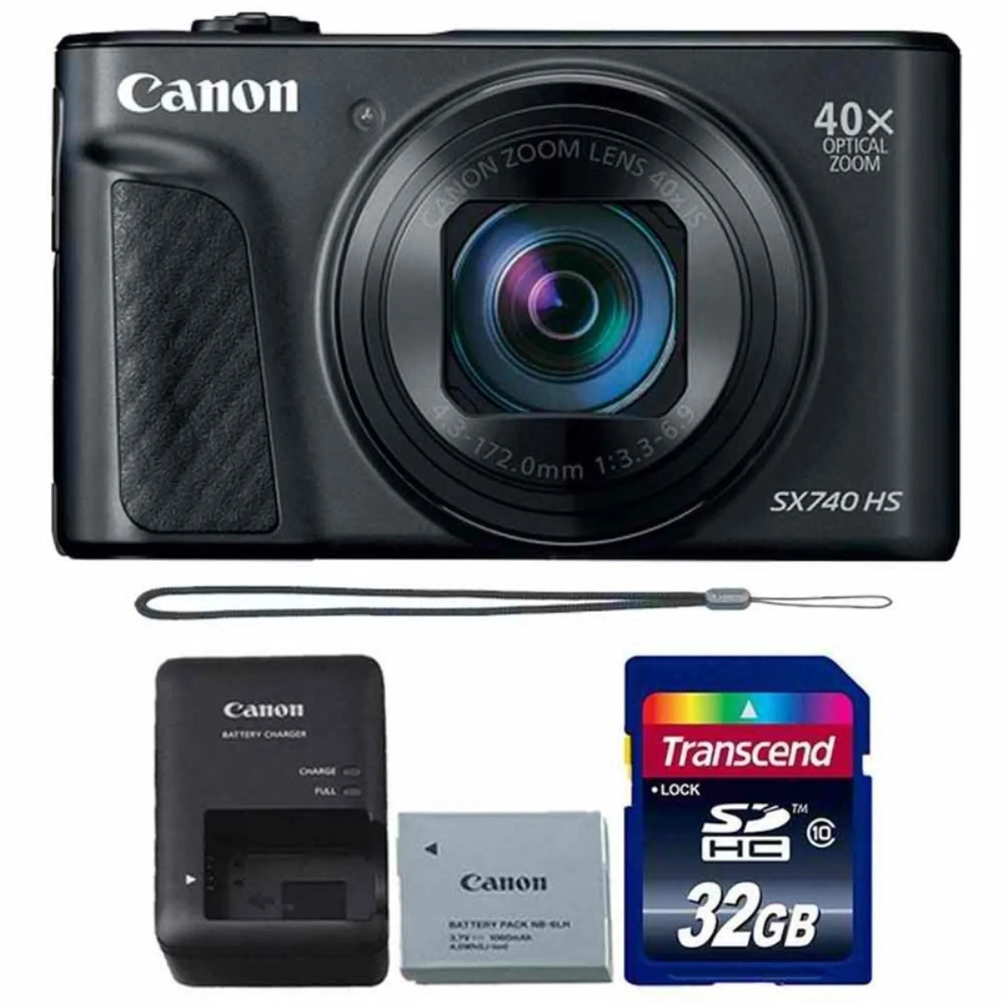 Canon PowerShot SX740 HS Digital Camera (Black)   32GB Memory Card