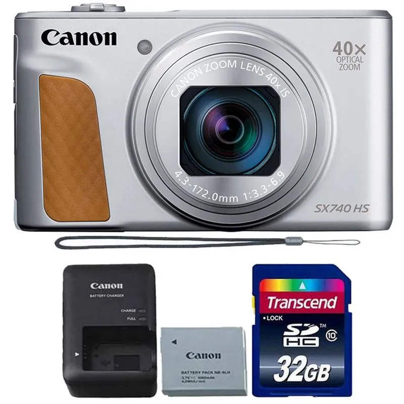 Canon PowerShot SX740 HS Digital Camera (Silver)   32GB Memory Card