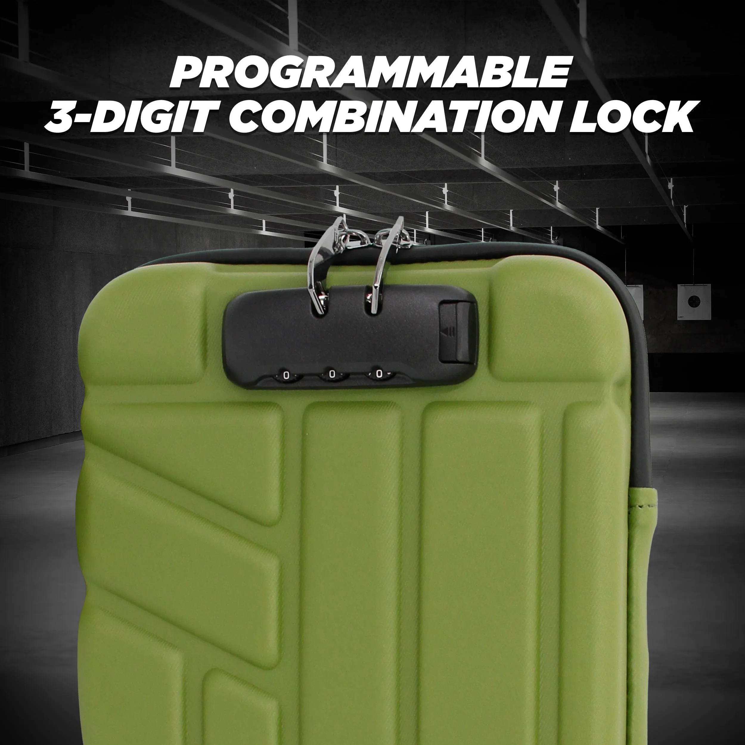 CASEMATIX Locking Pistol Case Fits Small to Large 9mm Pistols with Room For Extra Clips and Attachments - Premium Green Handgun Case with Lock Zippers