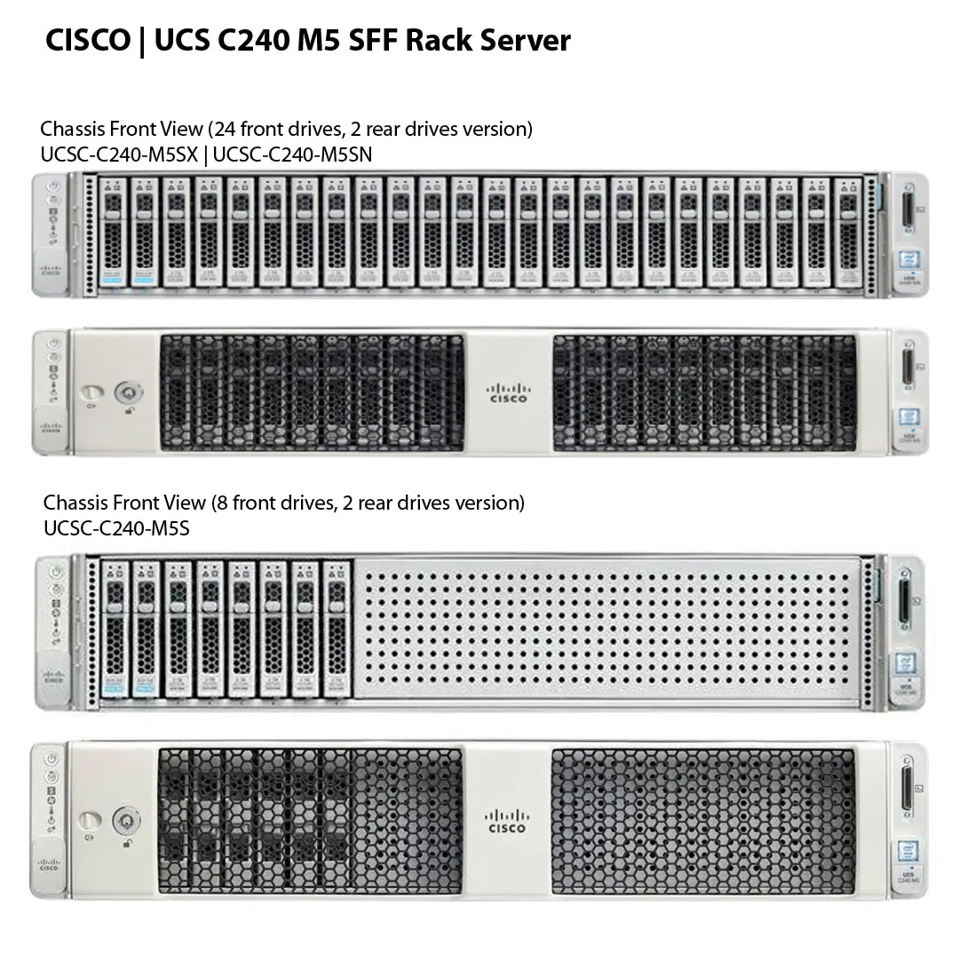 Cisco UCS C240 C-Series M5 8 or 24x 2.5" SFF Rack Servers CTO