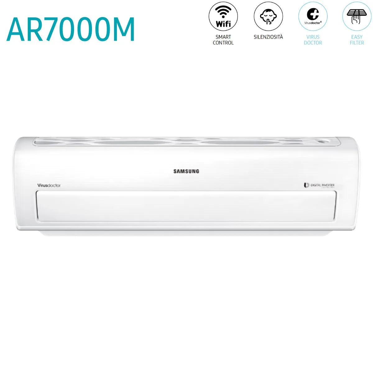 Climatizzatore Condizionatore Samsung Dual Split Inverter serie AR7000M 7 7 con AJ050FCJ2EH/EU R-410 Wi-Fi Integrato 7000 7000