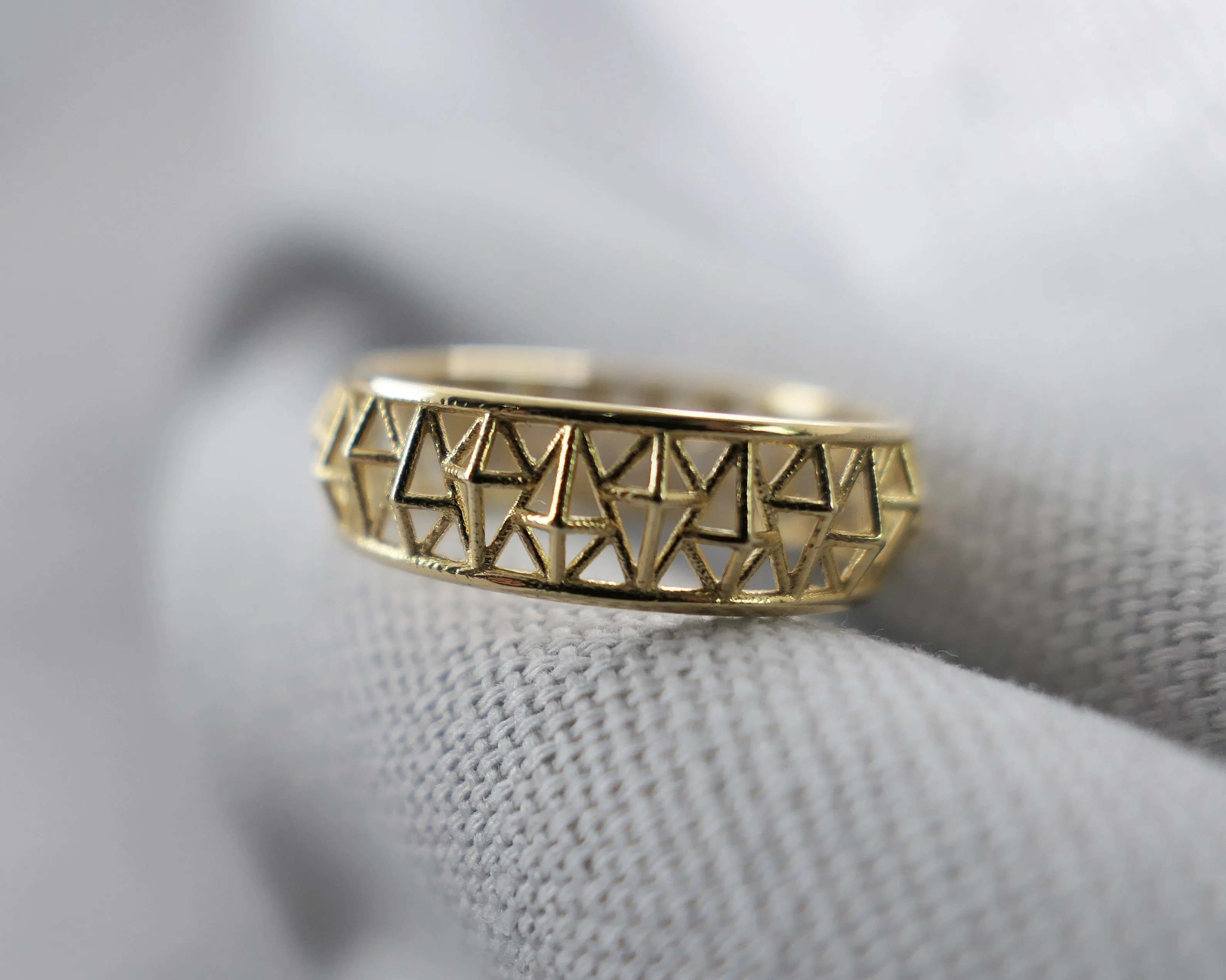 Contemporary Structural Thin Ring, 14k Yellow Gold