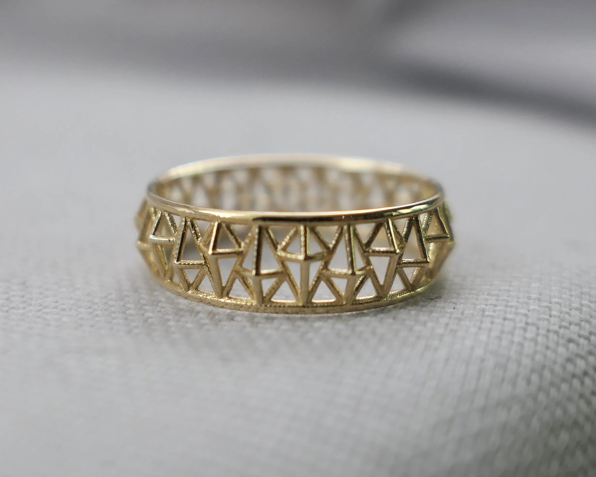 Contemporary Structural Thin Ring, 14k Yellow Gold