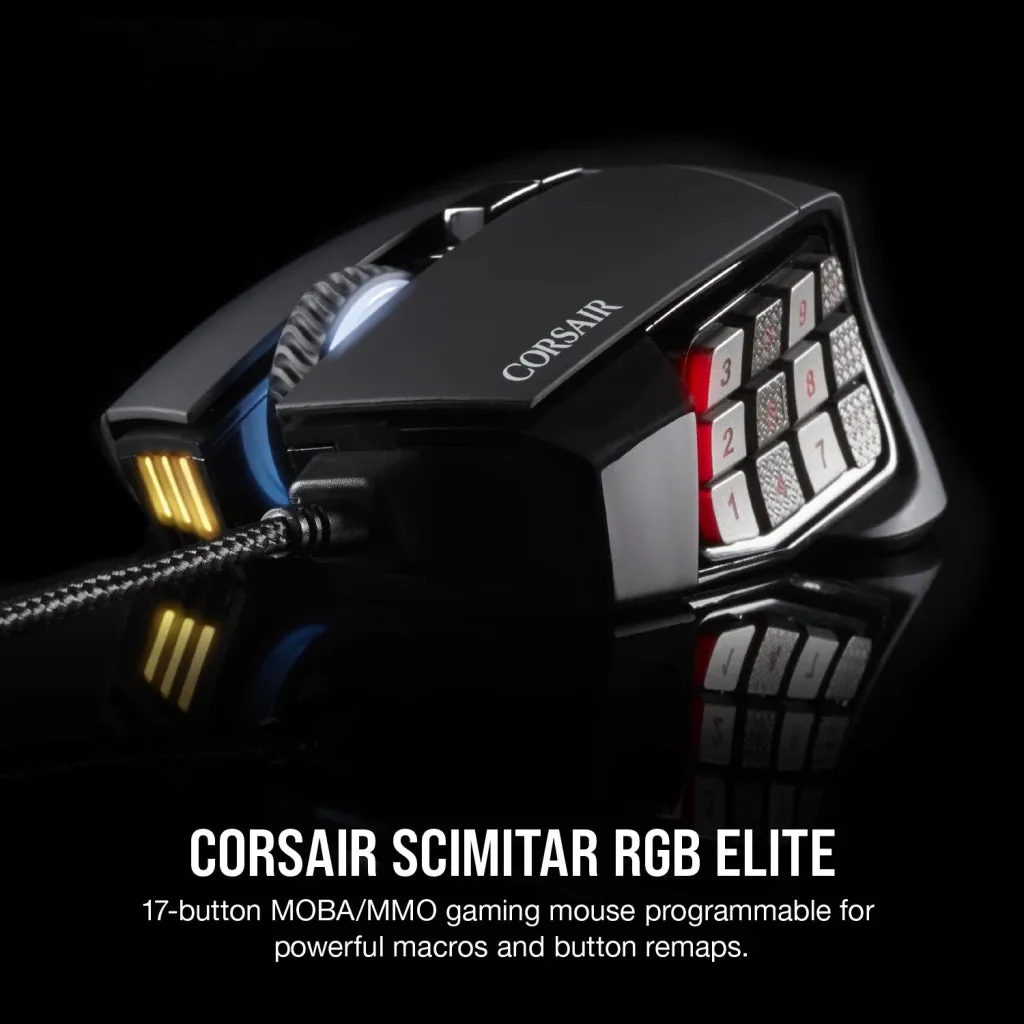 【優惠價】Corsair SCIMITAR RGB ELITE Optical MOBA/MMO Gaming Mouse - Black 黑色 CH-9304211-AP