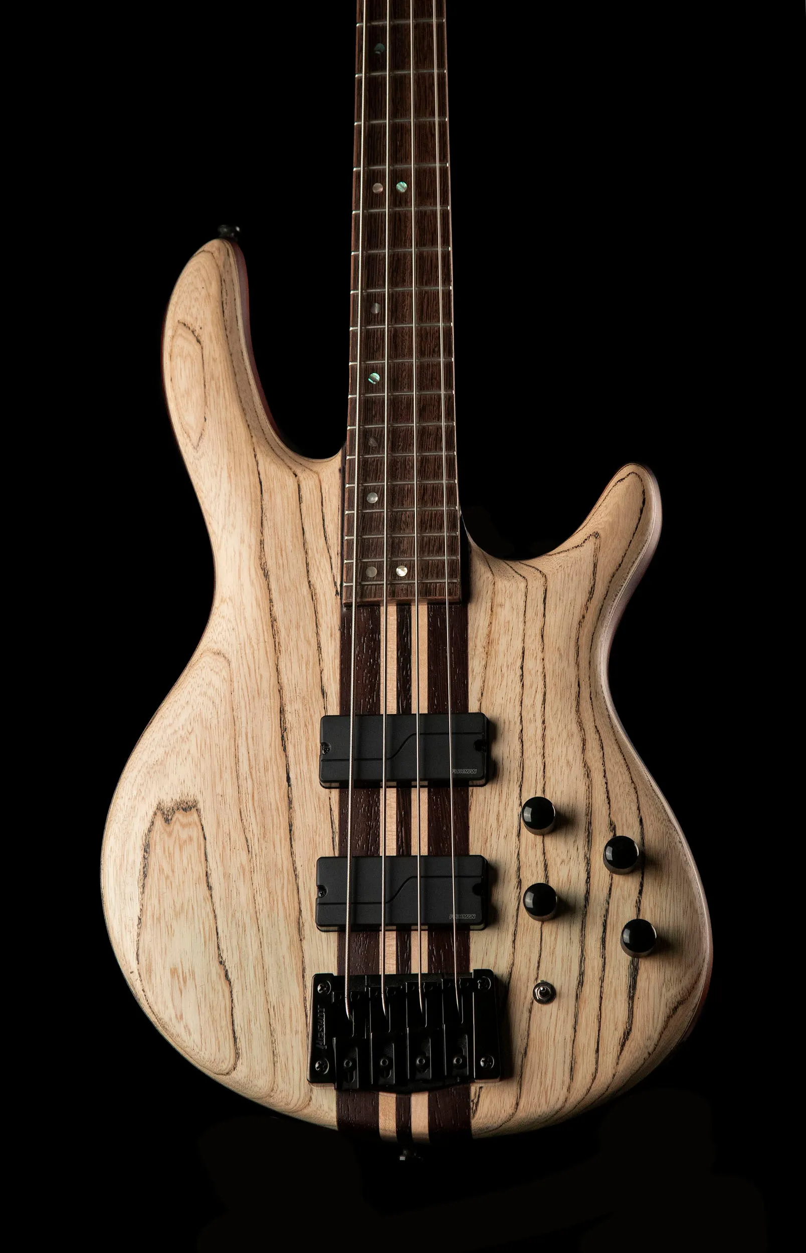 Cort Artisan Series A4ULTRAENB Ultra Ash Bass Guitar, Etched Natural Black With Hardshell Case