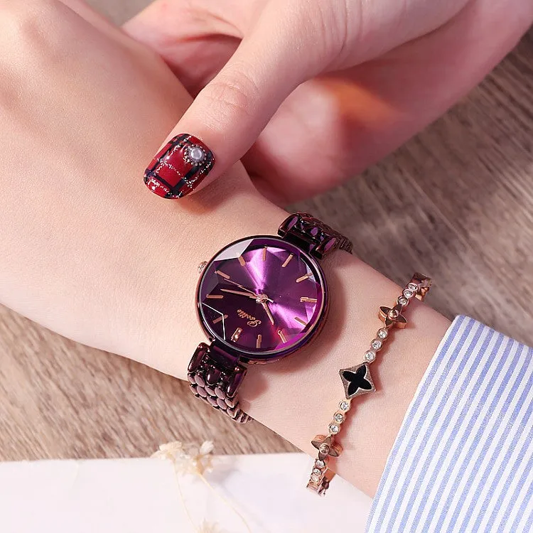 Crystal Rhombus-shaped Mirror Women's Watch