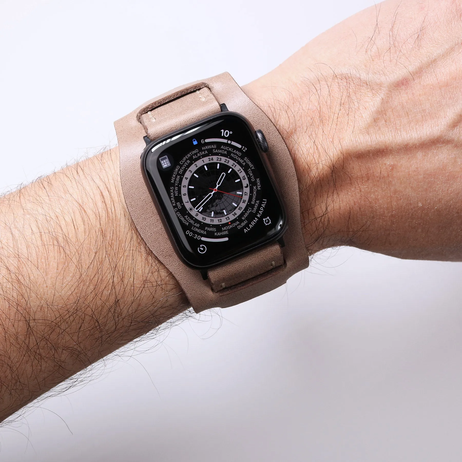 Custom Made Apple Watch Bund Strap - Dark Beige