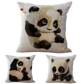 Cute and Lovely Baby Panda Pillow Case Cotton Linen Chair Seat and Waist 45x45cm Pillow Cover Home Textile Living