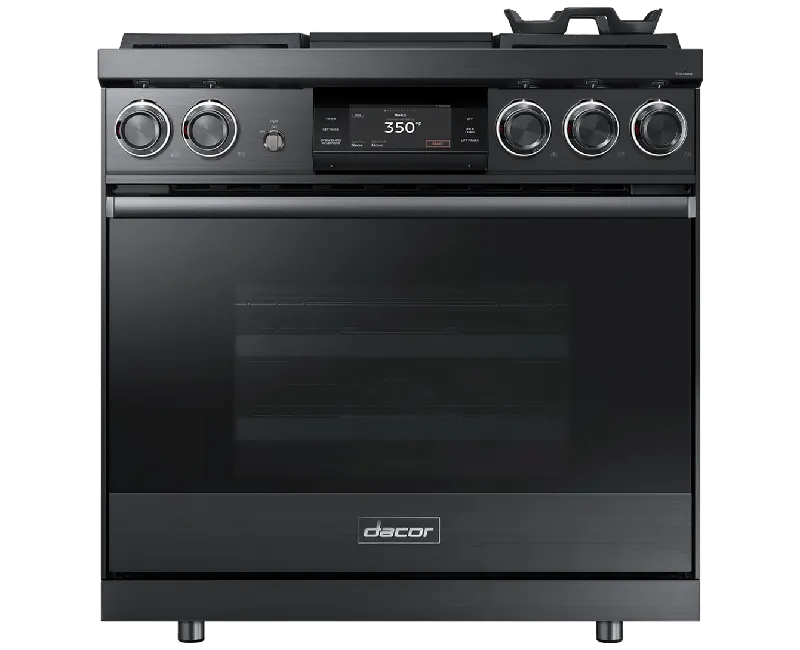 Dacor DOP36M94DPM 36" Pro Dual-Fuel Steam Range, Graphite Stainless Steel, Liquid Propane