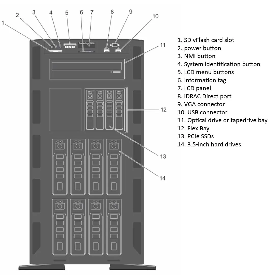 Dell PowerEdge T630 Tower Server Chassis (8x3.5")