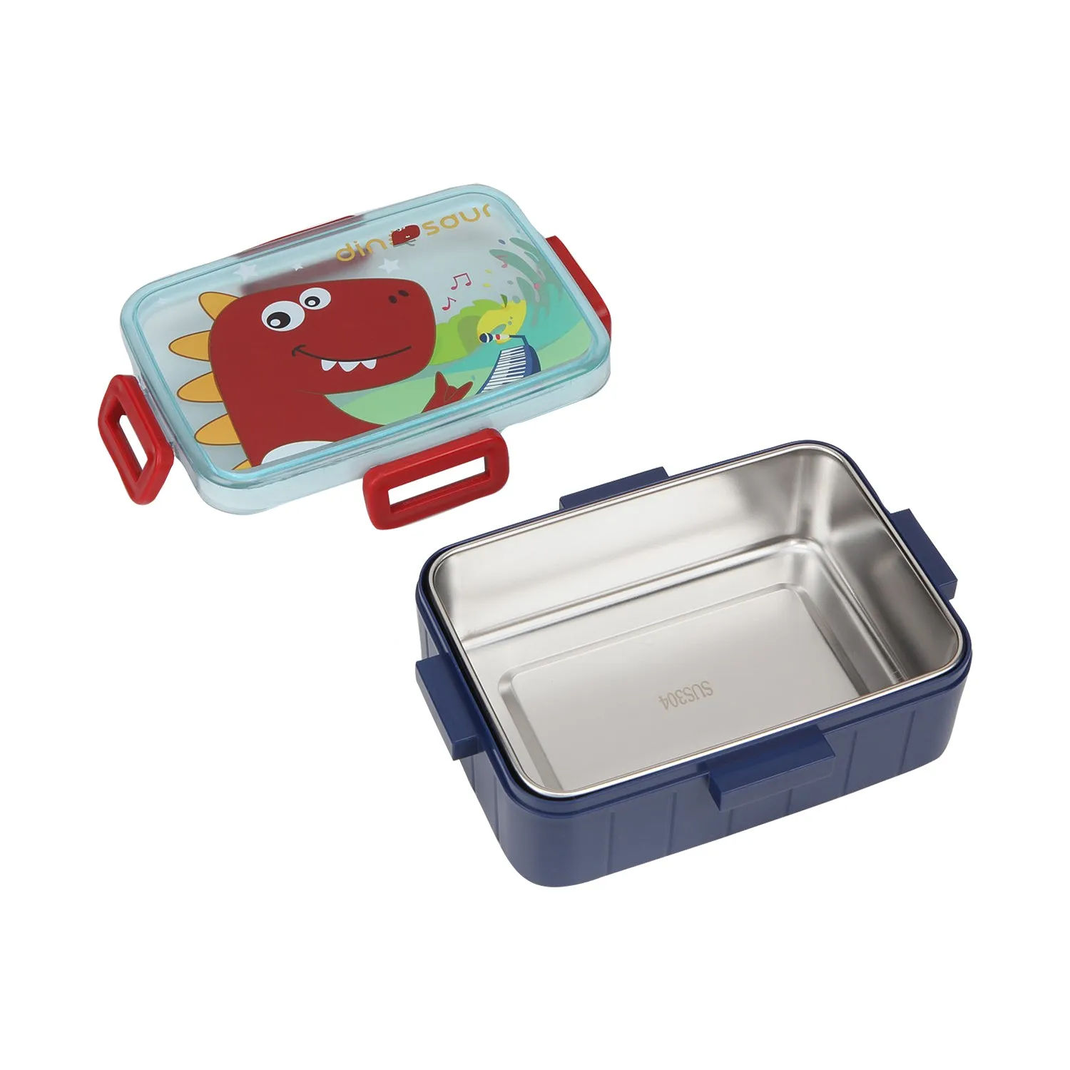 DINOSAUR PRINT LUNCH BOX - RED