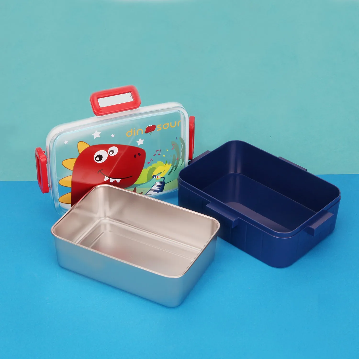 DINOSAUR PRINT LUNCH BOX - RED