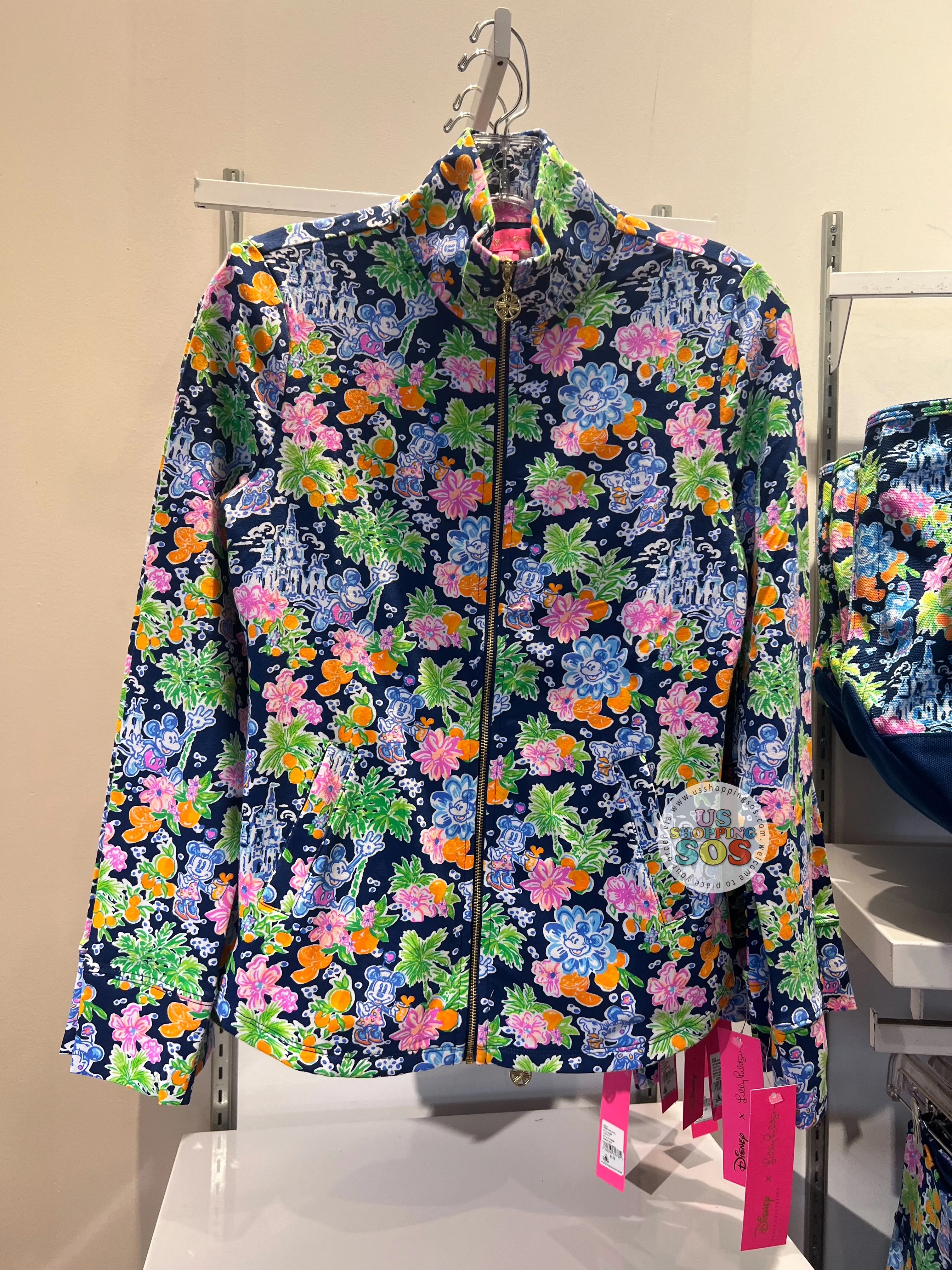 DLR/WDW - Disney x Lilly Pulitzer - Mickey & Minnie Aegean Navy Leona Zip-Up Jacket