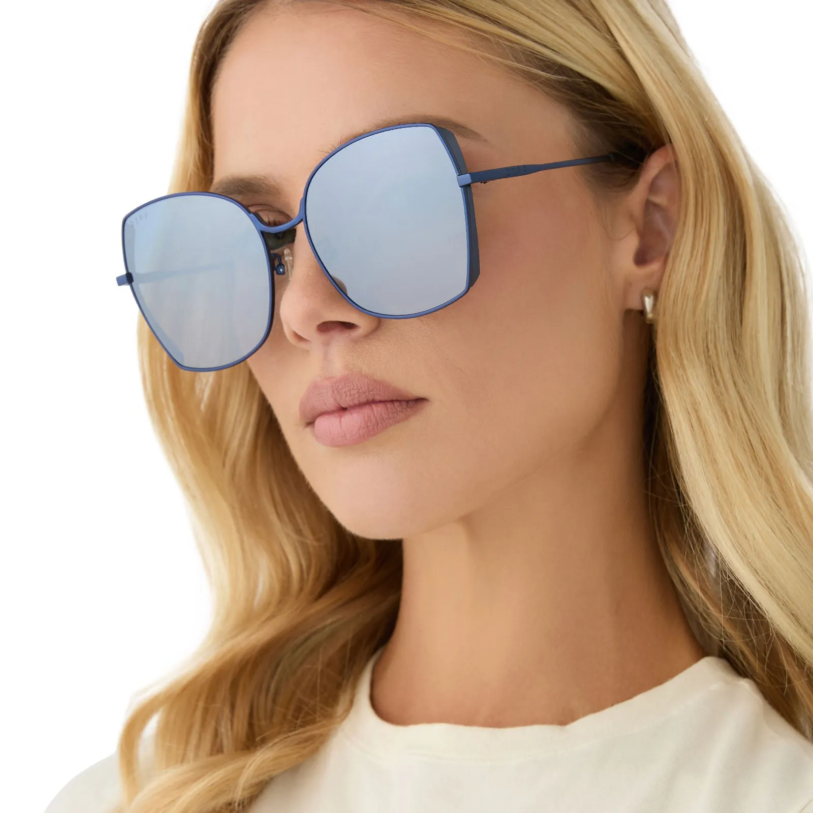 DONNA - DEEP NAVY METAL   AEGEAN BLUE FLASH SUNGLASSES